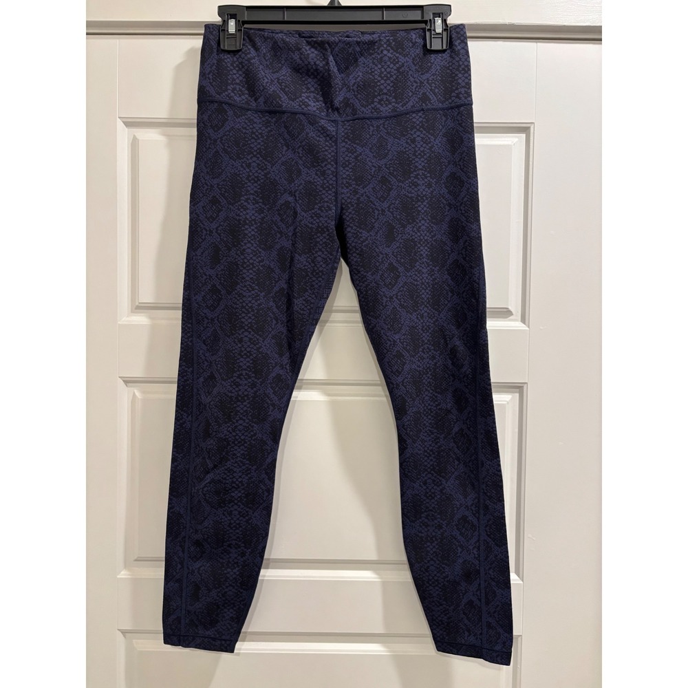 Athleta Ultimate 7/8 Tight Navy Blue Snakeskin Print Leggings Womens Small